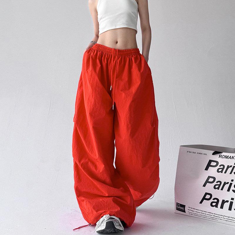 

Women s Rose Red Wide-Leg Pants 2026: Unique Loose Floor-Length Casual Style for Tall Individuals Large
