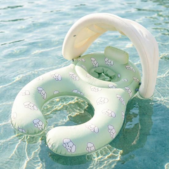 Float Together Baby Seat with Canopy Inflatable Infant Pool Float, Soft Leg Cradles & Headrest Non-Toxic Phthalate-Free PVC