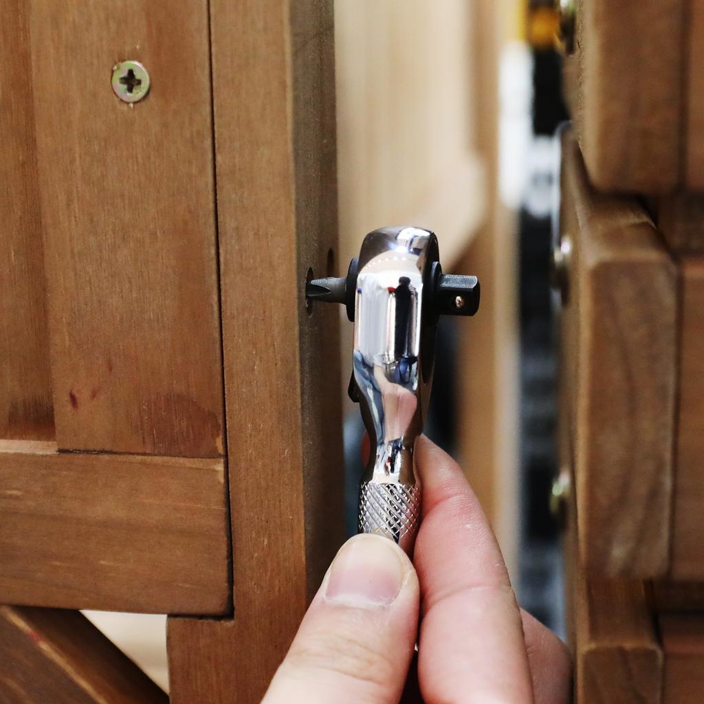 2-in-1 Mini Dual Head Stubby Ratchet Handle 1/4'' Drive Finger Ratchet Spanner Two Screwdriver Bits Repair Hand Tool