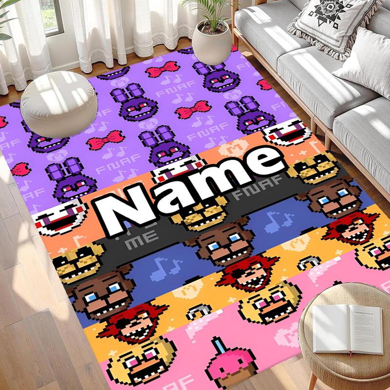Custom Name Personalized Five Nights at Freddy's Print Carpet, Versatile Home Decor Rug, for Playroom, Apartment, Balcony, Entryway, Hallway Gift