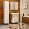 Lacquered standing bathroom cabinet with washbasin 55x80cm, white gloss Capri