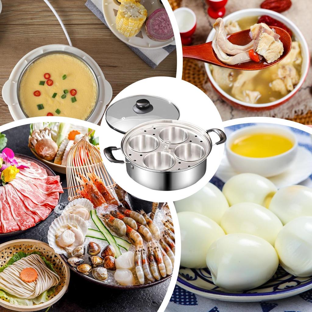Egg Poacher Stainless Steel Egg Maker Small Household 4 Cup Steamer Pan Multi purpose Steamer Kitchen Gadget for Cooking