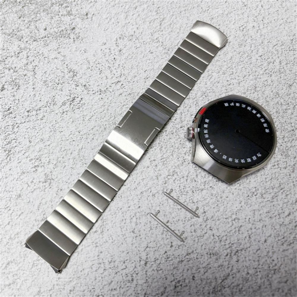 For Huawei Watch 5 46mm Titanium Alloy Watch Band Detachable Curved One-bead Clasp Strap