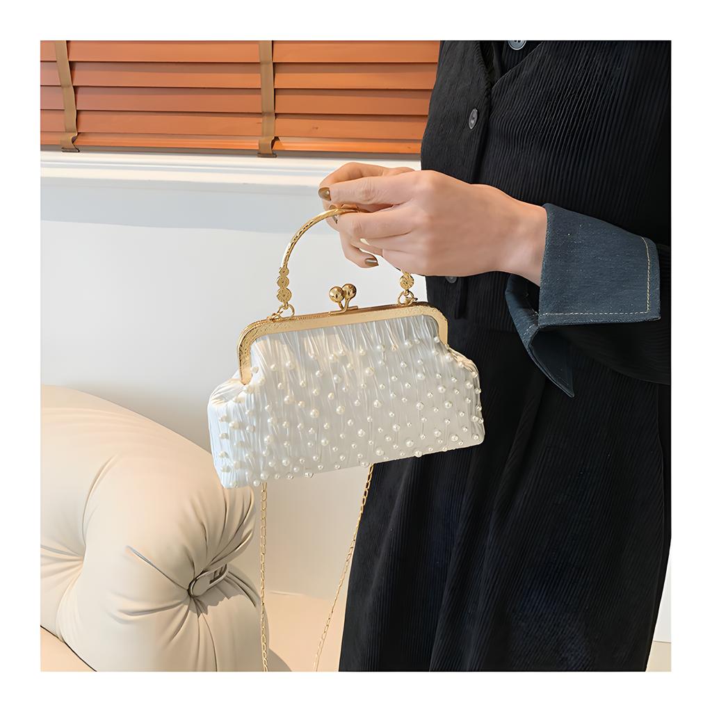 Pearl Clutch Purses for Women Evening Handbag Wedding Bridal Crossbody Bag for Women Prom Wedding Party Clutch
