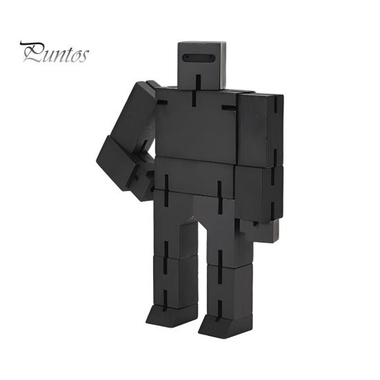 Wooden Cube Robot Toy Educational Transforming Robot Action Figure 3D Puzzle Twisted Cube Robot Building Block Toy Toddlers Boys Girls Gift
