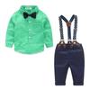 Baby Boys Clothes Set Infant Kids Gentleman Suit Tops+Pants Suspender Outfits