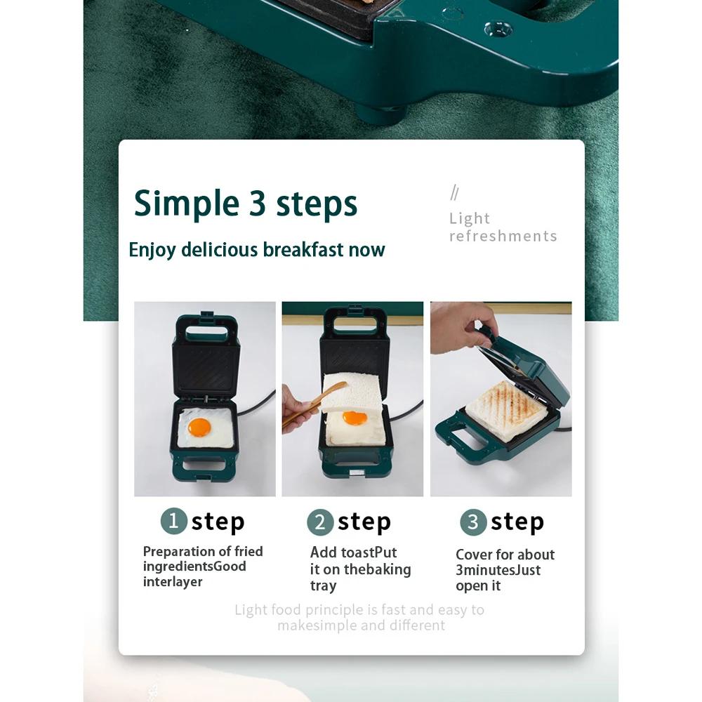 Tavă de copt electrică multifuncțională pentru micul dejun, mașină de mic dejun pentru studenți, mașină de sandwich-uri cu încălzire dublă, TravelKitchen