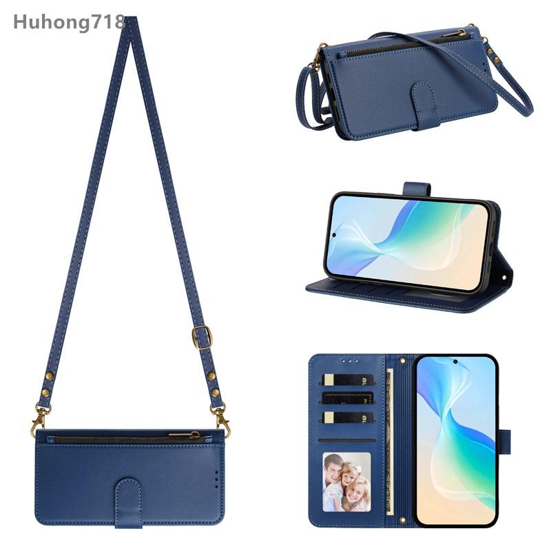 For Honor X6 X6A X6B X6S X7A X7b X7C X7E X8 X8A X8B X9 X9A X9b 4G 5G Case Zipper Coin Purse Flip Leather Cover Crossbody Bag Wireless Charging