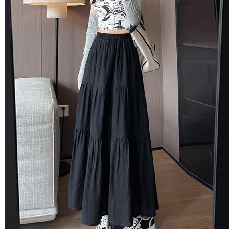 Blue Skirt for Women's In Warm Season and Summer New High-waisted Temperament Gentle Ballet Style Mid-length Skirt