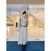 Light and Mature Style V-neck Knitted Dress Autumn New High-end Temperament Loose Split-ended Long Dress Women