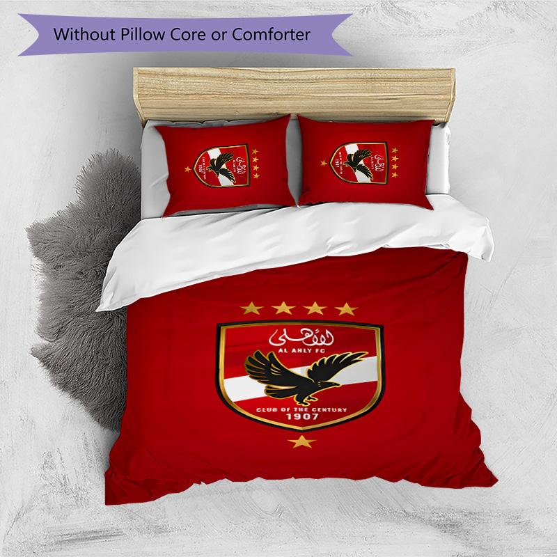 3pcs Al Ahly FC Design Cover Set - HD Printed Bedding with 1 Cover and 2 Pillowcases - Perfect for Home and Dorm Decor