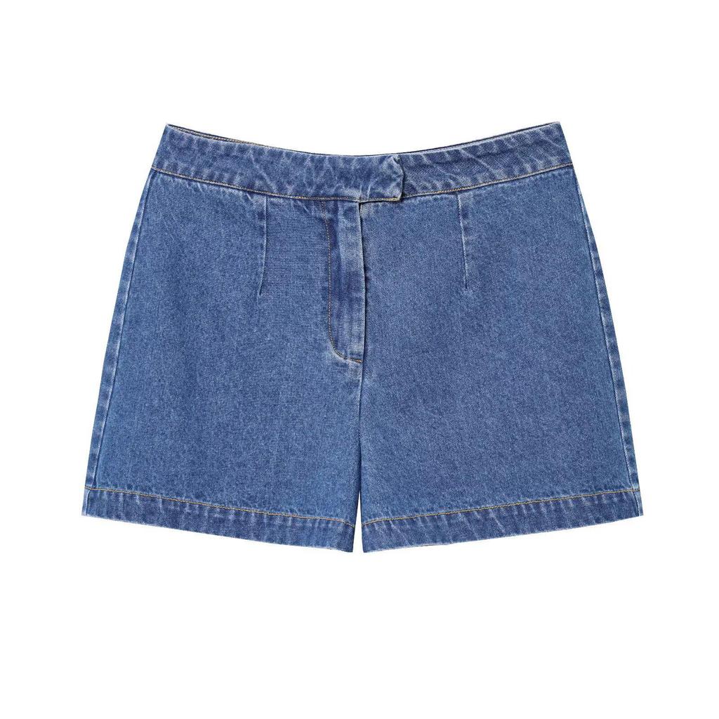 2025 Summer Women's Sleeveless Denim Vest and Mid-Waist Shorts Casual Suit In European and American Style.