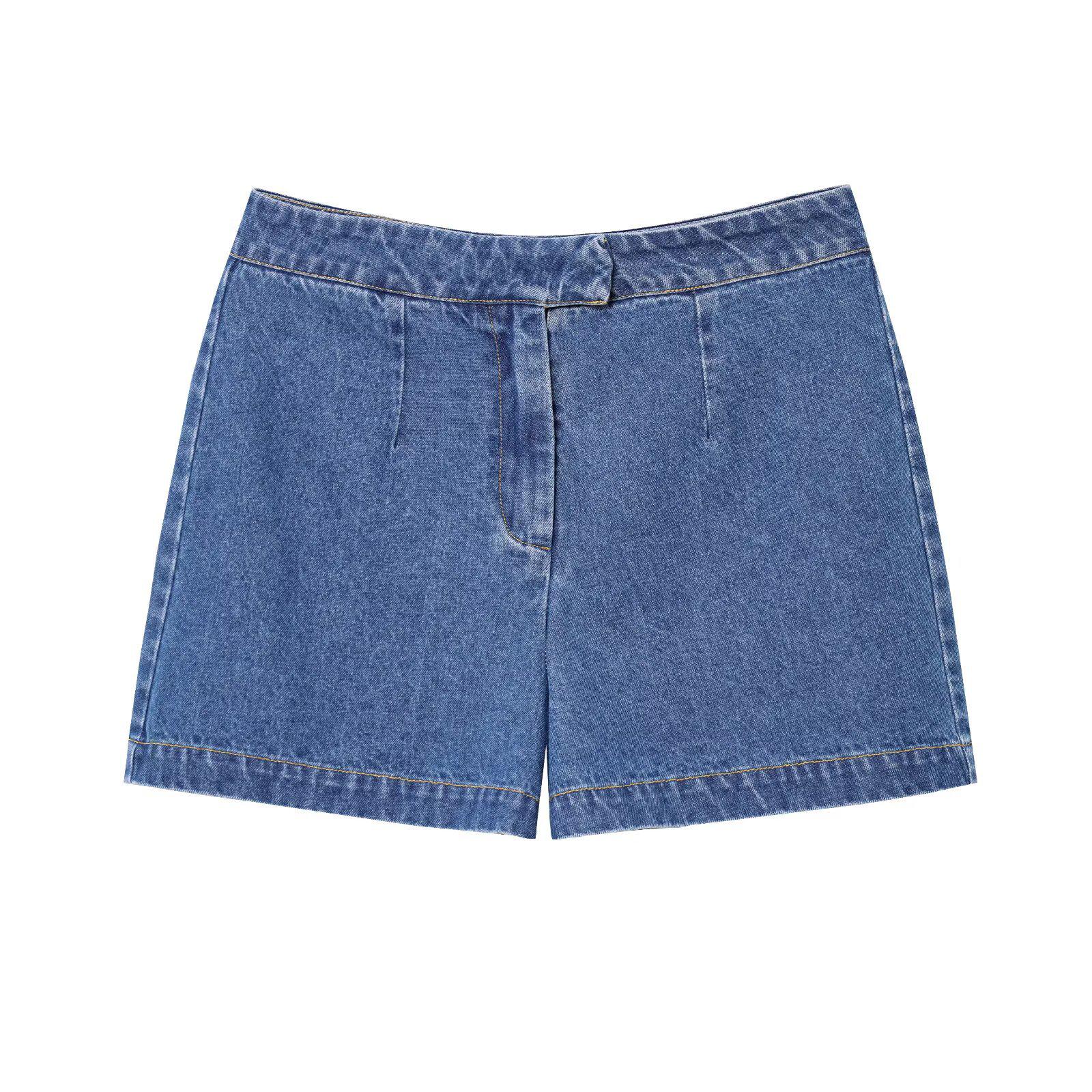 

Летний женский джинсовый жилет без рукавов и шорты средней посадки, повседневный костюм в европейском и американском стиле, 2025. S