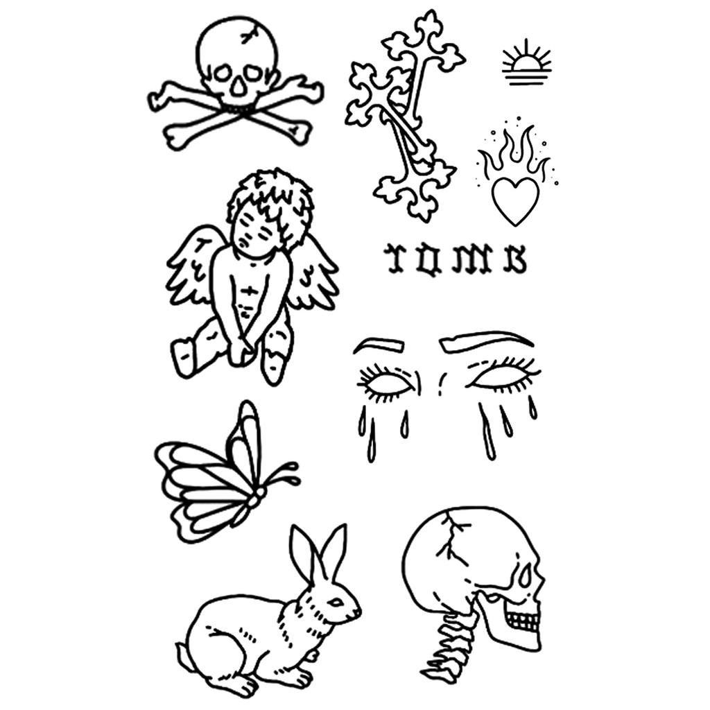 Y2K Sexy Butterfly English Cross Finger Waist Belly Tattoo Sticker Holiday Party Decoration Sticker