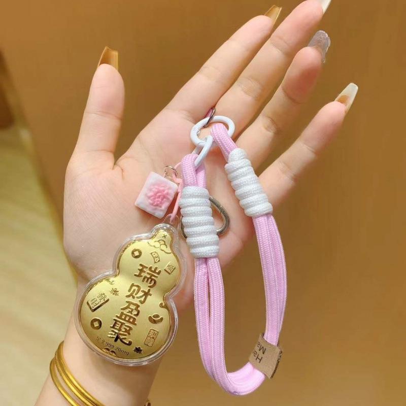 Shuibei 999 Pure Gold Gourd Keychain Pendant - Good Fortune Charm, Small Gift