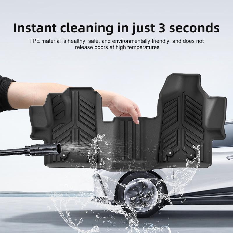 Eco-Friendly TPE Floor Mats for 22-24 Ford Transit - Dirt-Resistant and Custom-Fit.