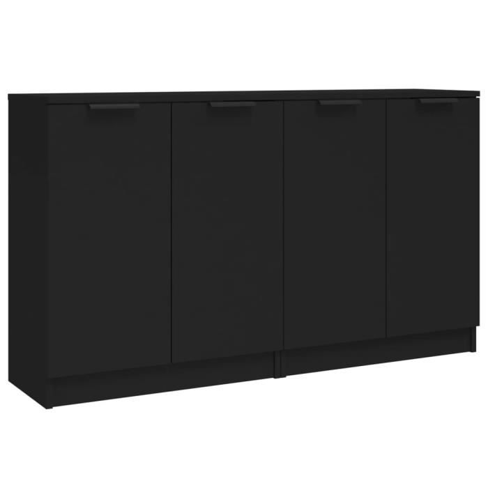 3115773 vidaXL Buffets 2 pcs Noir 60x30x70 cm Bois d'ingénierie