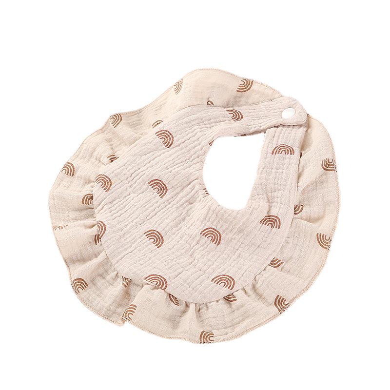 Cherry Rainbow Ruffle Edge Pure Cotton Baby Bib