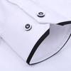 Men's Stand Up Collar Shirt Classic Round Neck Slim Fit Vertical Collar Long Sleeved White Shirt
