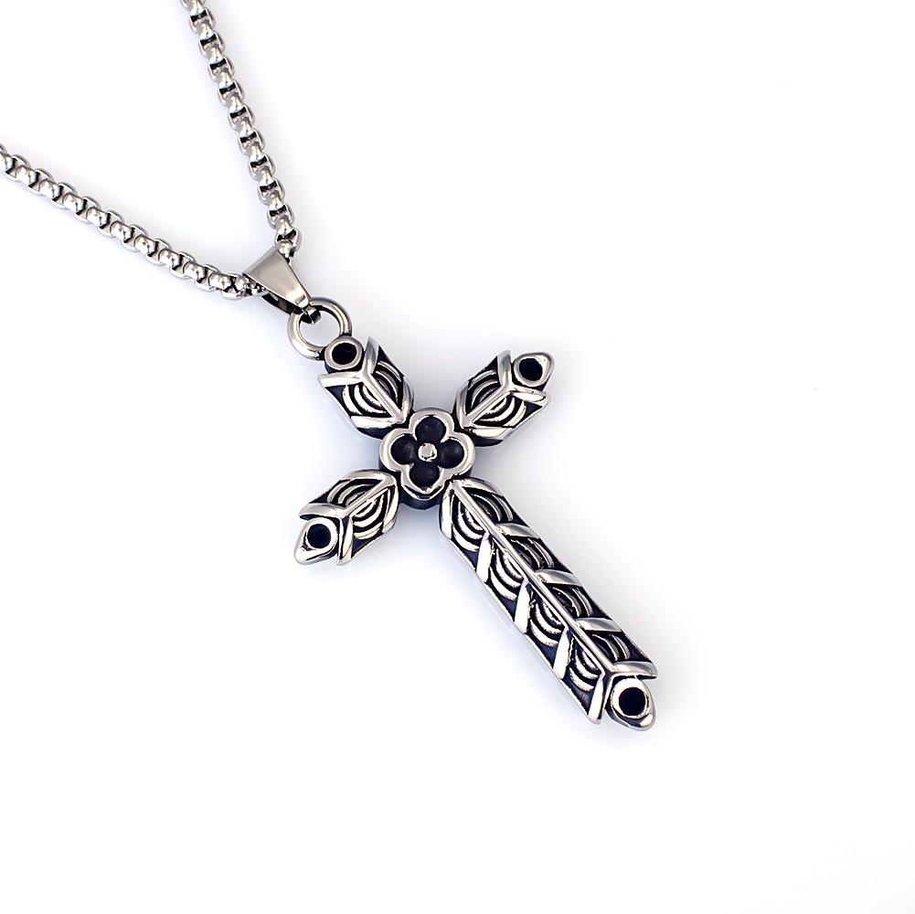 Antique Titanium Steel Viking Cross Necklace For Men Fade Resistant Pendant Jewelry