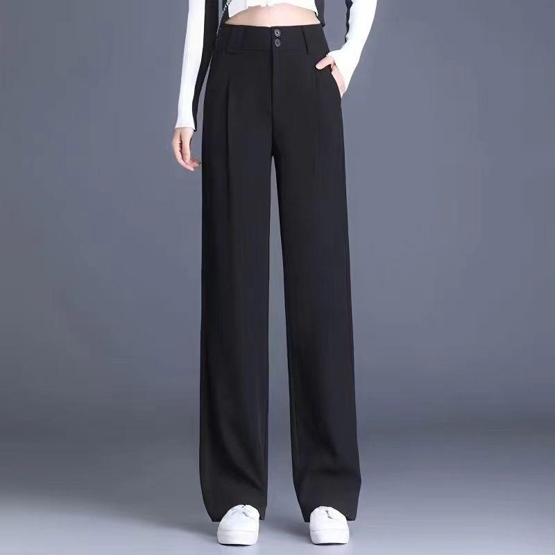 

Narrow Wide-leg Pants Spring Summer High-waisted New Style with a Draping Feel Slimming Casual Pants Women XXXL чорний