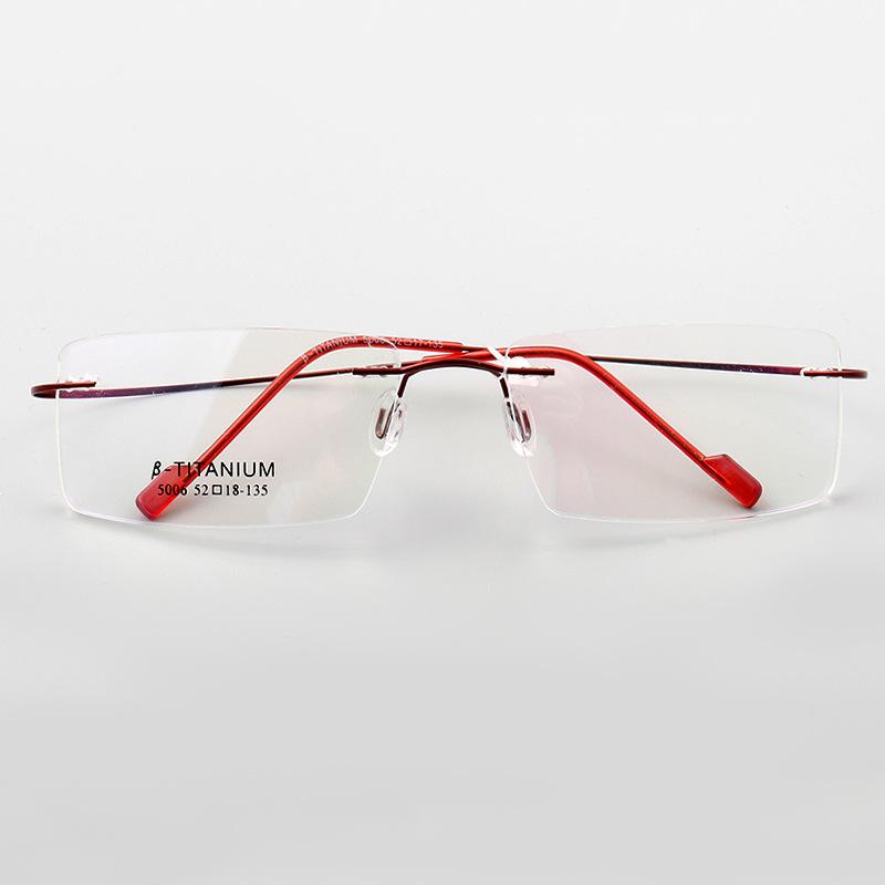 Popular 5018 Unisex Rimless Glasses Rectangular Lens Multi Colors Optical Frames красный