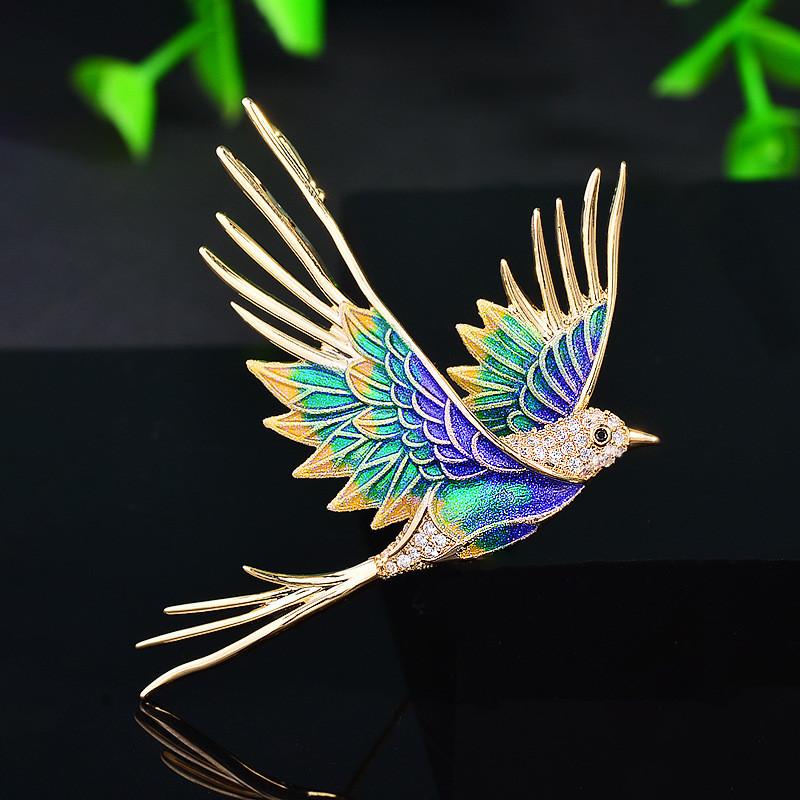 

Enamel Flying Bird Light Luxury High-end Elegant and Exquisite Anti-exposure Brooch 5*5CM