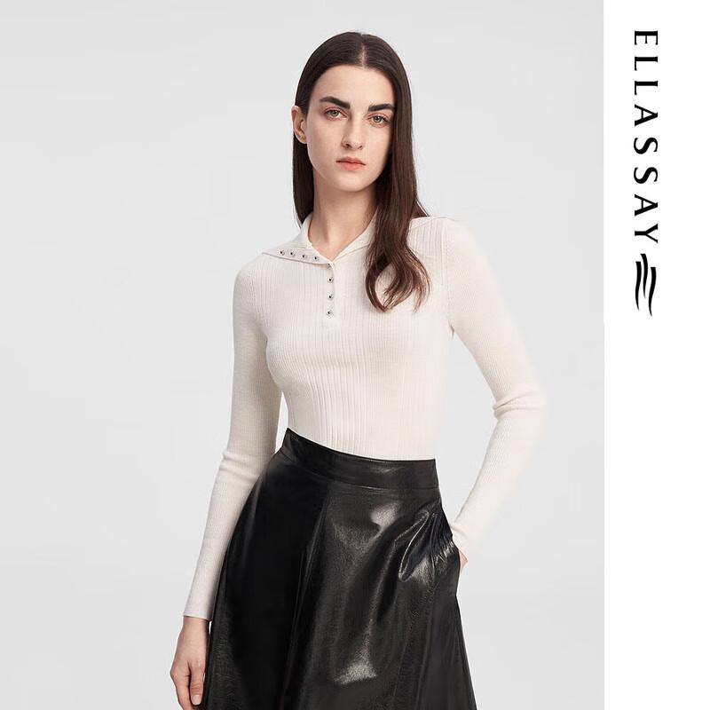 

ELLASSAY Women s Lambswool Collar Knit Sweater M