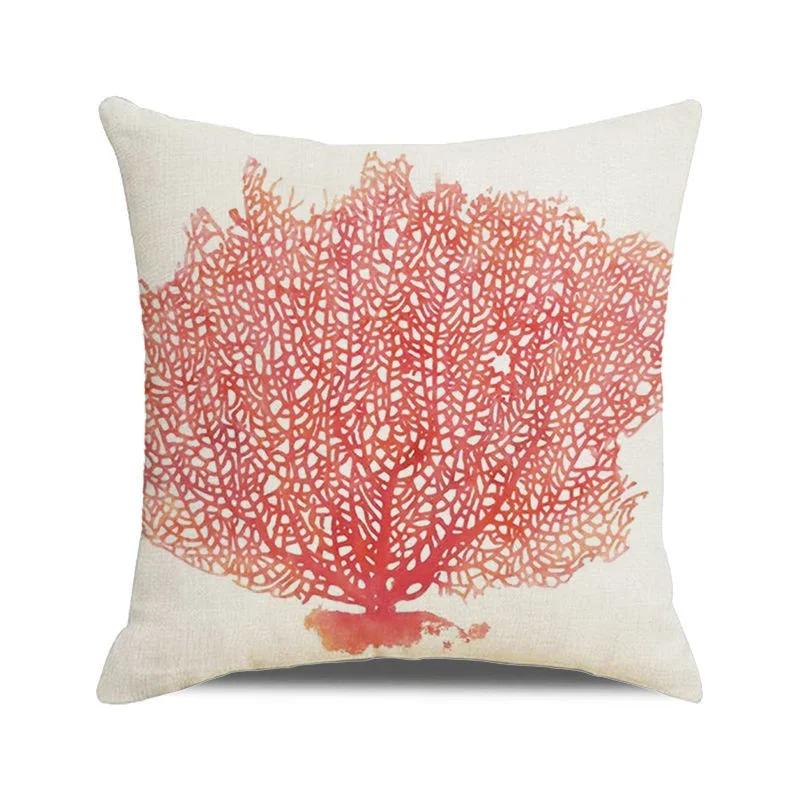 

45x45cm Watercolor Coral Marine Life Cushion Cover Custom Fish Animal Plant Linen Pillow Cases Sofa Home Decoration Pillowslip 16x16Inch