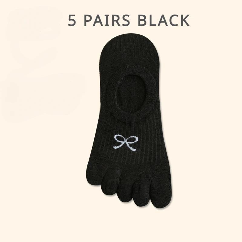 5 Paar Fünf-Zehen-Socken Damen Anti-Rutsch Baumwolle Zehensocken mit separaten Zehen Sport Sommer Dünne Slipper-Socken