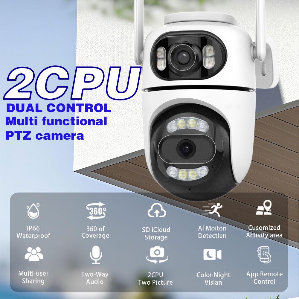 ICSee Dual-Lens 8MP HD Wireless Camera: 360° TPZ, Full Color, Waterproof for Indoor/Outdoor Use