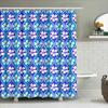 Blue and White Flower Pattern Shower Curtain Waterproof Bathroom Decor Modern Print 3D Fabric Bath Mat Rug Non-slip Microfiber T