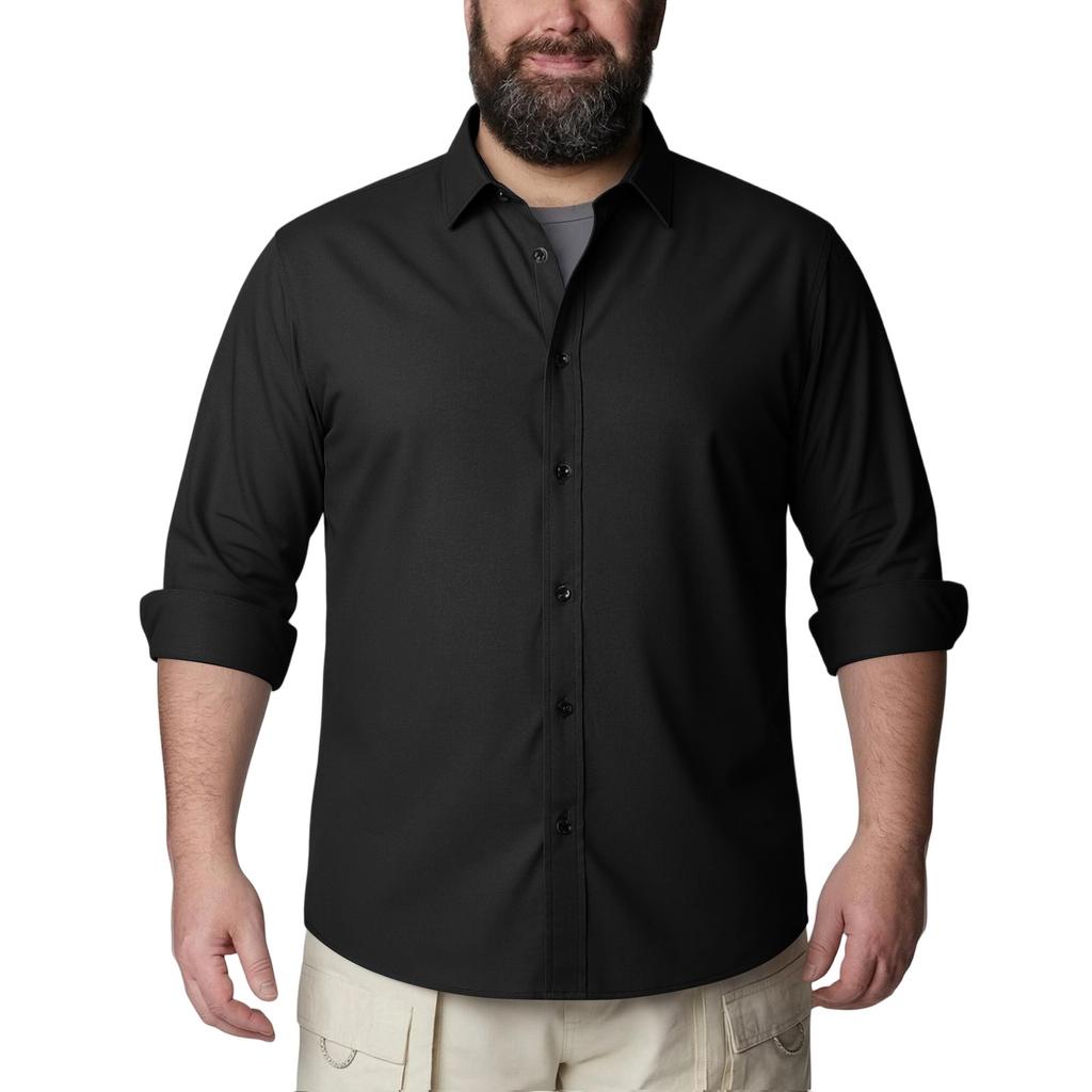 Men's Big and Tall Loose Fit Casual Button Down Shirt Long Sleeve Lightweight Business Dress Shirt