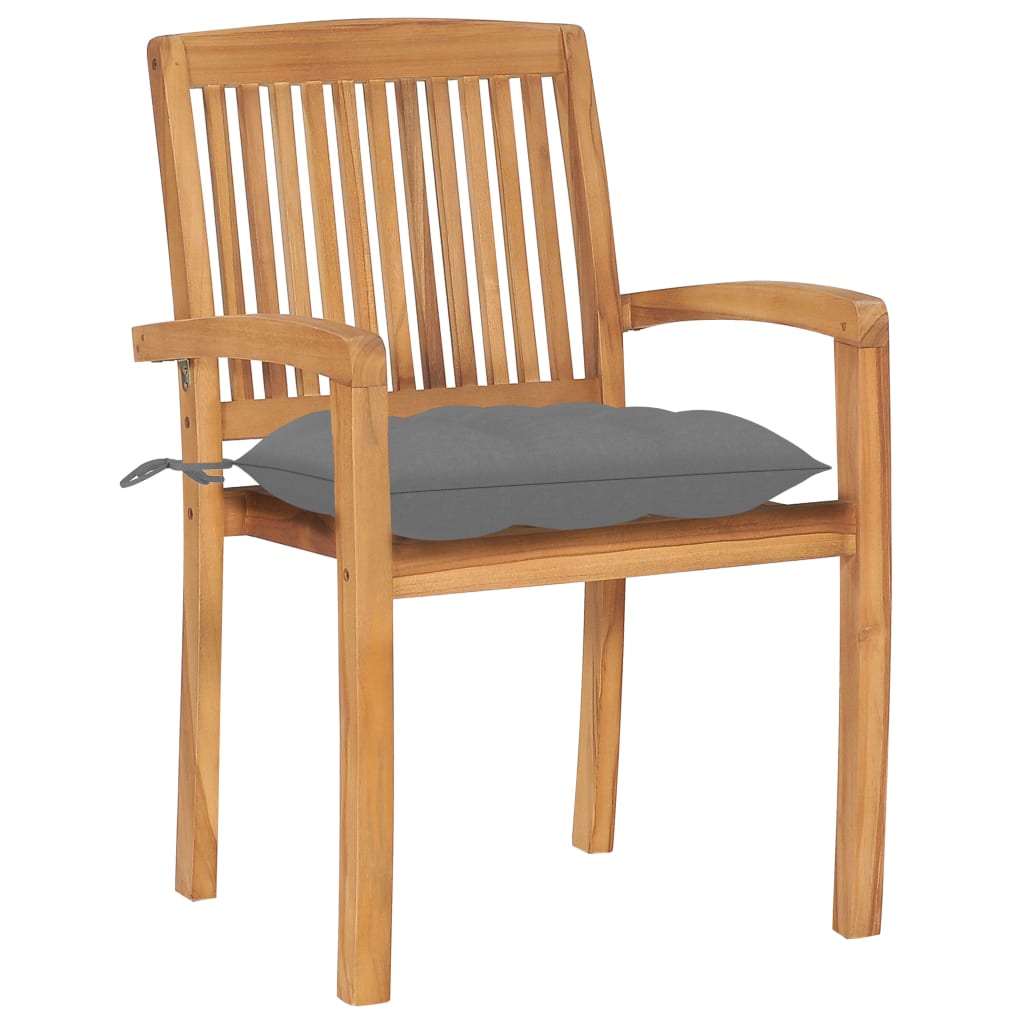 Stackable Garden Chairs with Cushions 8 pcs Solid Teak Wood