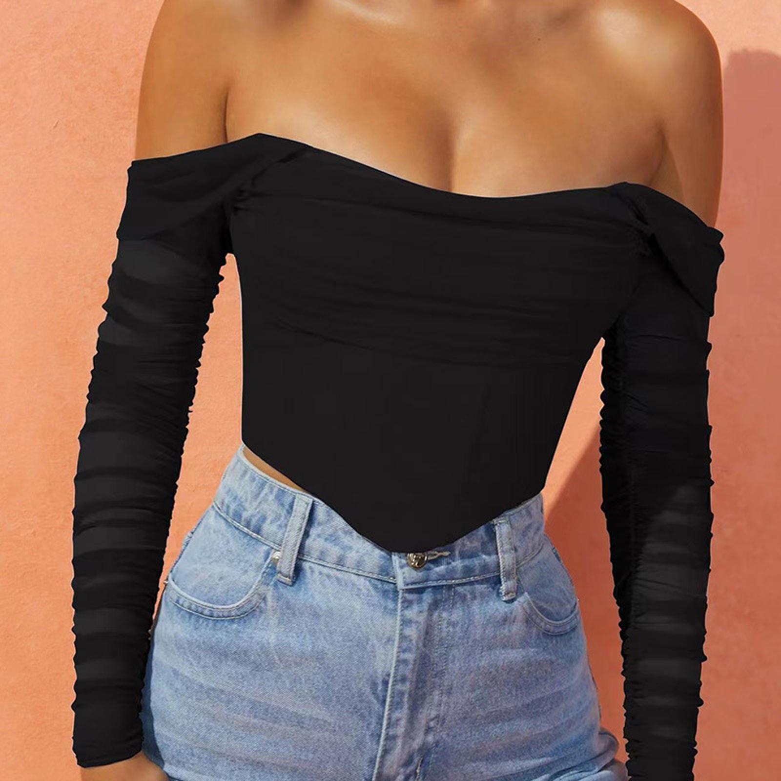 

Рубашки с длинным рукавом для женщин Милые топы Рождественские принты Футболки Блузки Повседневные топы больших размеров Базовые топы Пуловеры XS чёрный