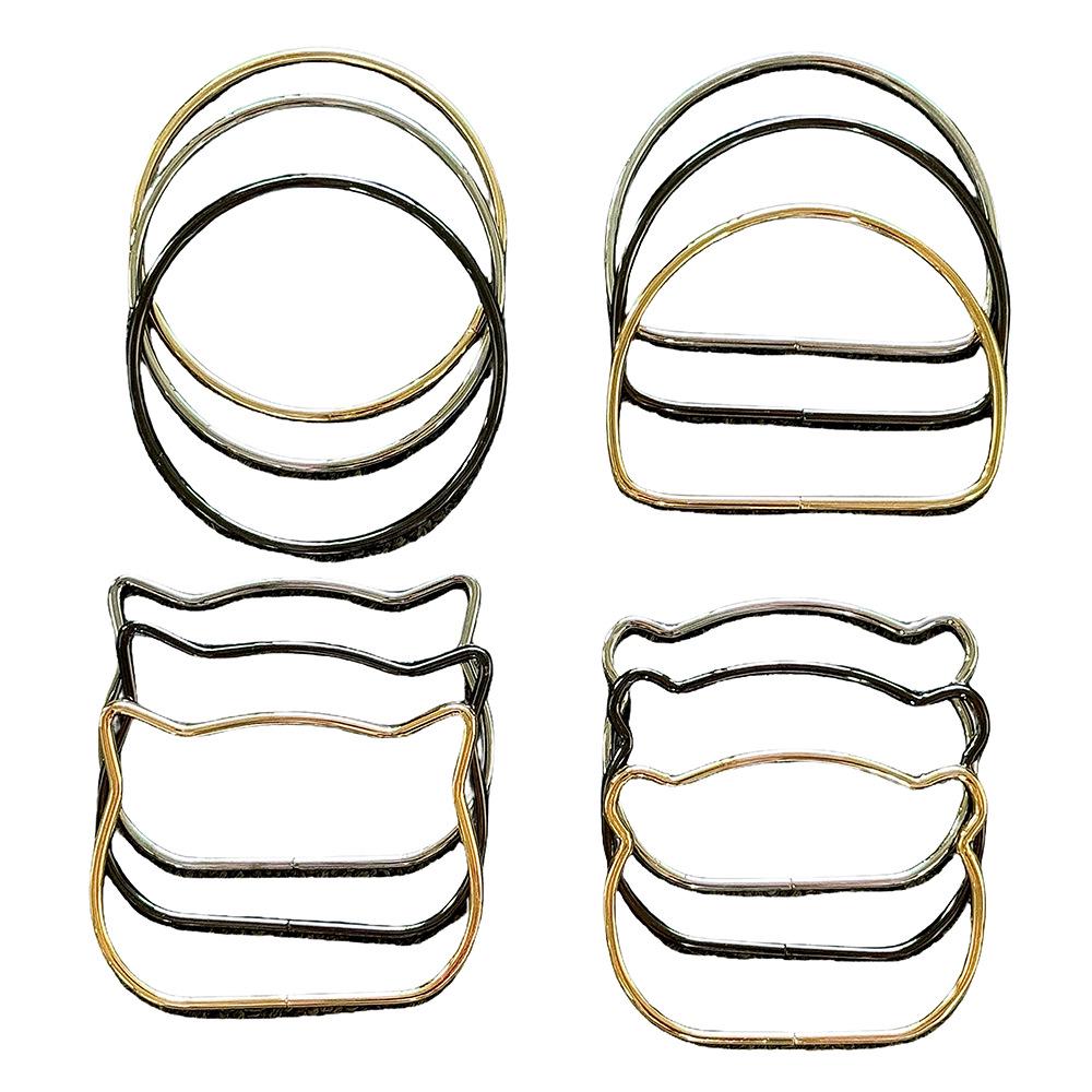 Asas metálicas semicirculares para bolsos tejidos - Diseño de cabeza de oso y gato