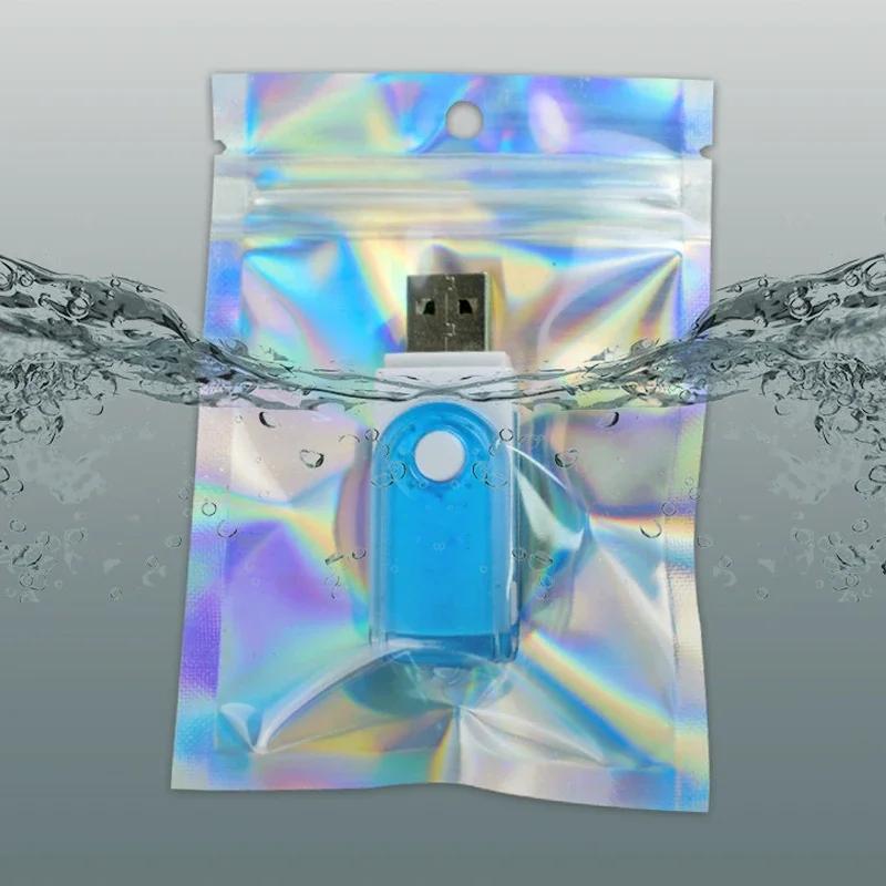 30/10PCS Laser Sealing Bags Holographic Candy Food Pouch Resealable Jewelry Necklace Gift Packaging Kitchen Plastic Storage Bag