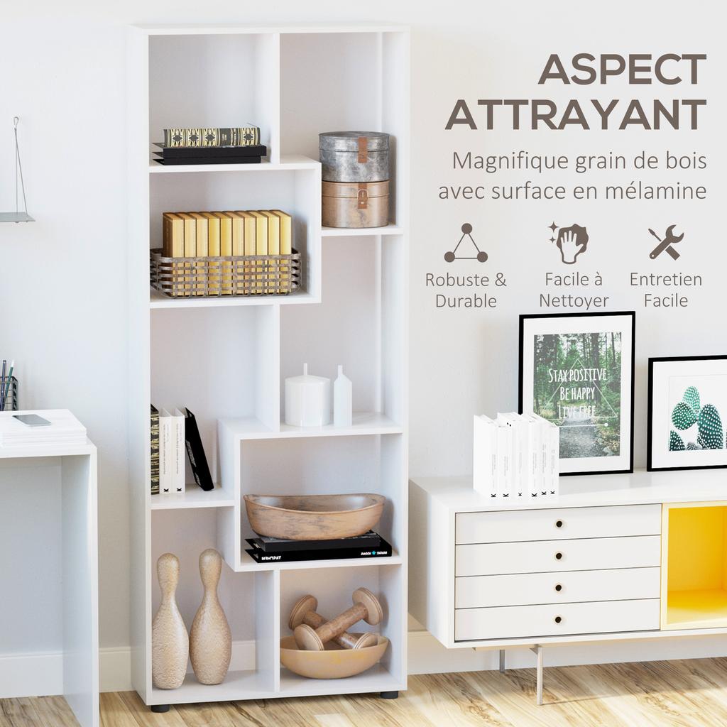 Bookshelf, Tall Bookcase, Modern Room Divider, 8 Cube Storage Unit, Freestanding Storage Shelf for Living Room, Bedroom, Home Office