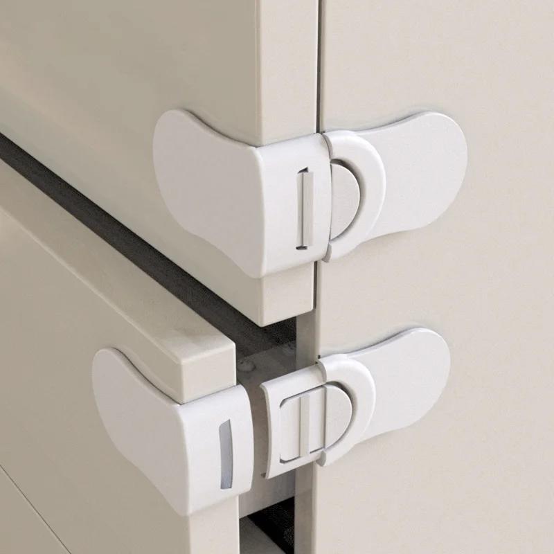 2/5PCS Baby Safety Locks Drawer Lock Anti-Pinching Hand Cabinet White Drawer Locks Refrigerator Lock Buckle Children Protection
