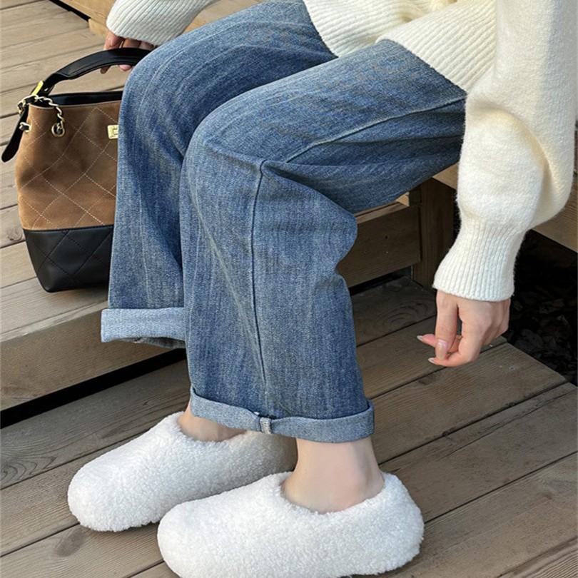 Baotou Mao Mao Slippers Shoes Women's 2025 Autumn and Winter New Fashion Versatile Fleece Warm Cotton Shoes Women