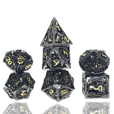 7-Würfel DND, Aura des Mutes, Hohlmetall-Silberwürfel für D&D, polyedrische D- und D-Würfel für Dungeons and Dragons Geschenk