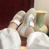 Sheepskin Version~ Leather Velcro Platform Muffin Shoes Ugly Cute Little White Shoes Female Mary Jane Casual Big Head Shoes Board Shoes