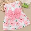 Spring Summer Pet Flower Print Skirt with Bowknot Decors Outdoor Walking Dogs Rabbit Universal Dress Lightweight