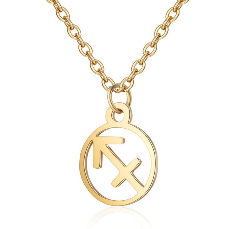 Stainless Steel Zodiac Pendant Necklace with Thin Chain