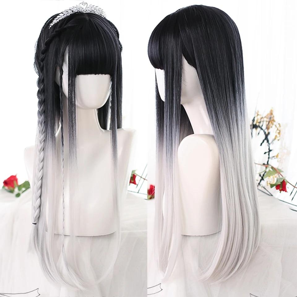 Dlouhá kudrnatá syntetická paruka se středovou ofinou tmavě hnědá paruka z přírodních kudrnatých vlasů ženská Cosplay paruka paruka z tepelně odolných vláken