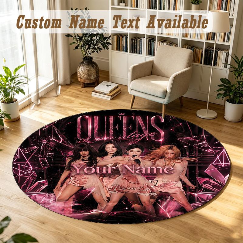 Round Rug Custom Nameaespa Pattern Non Slip Carpet Home Floor Decor