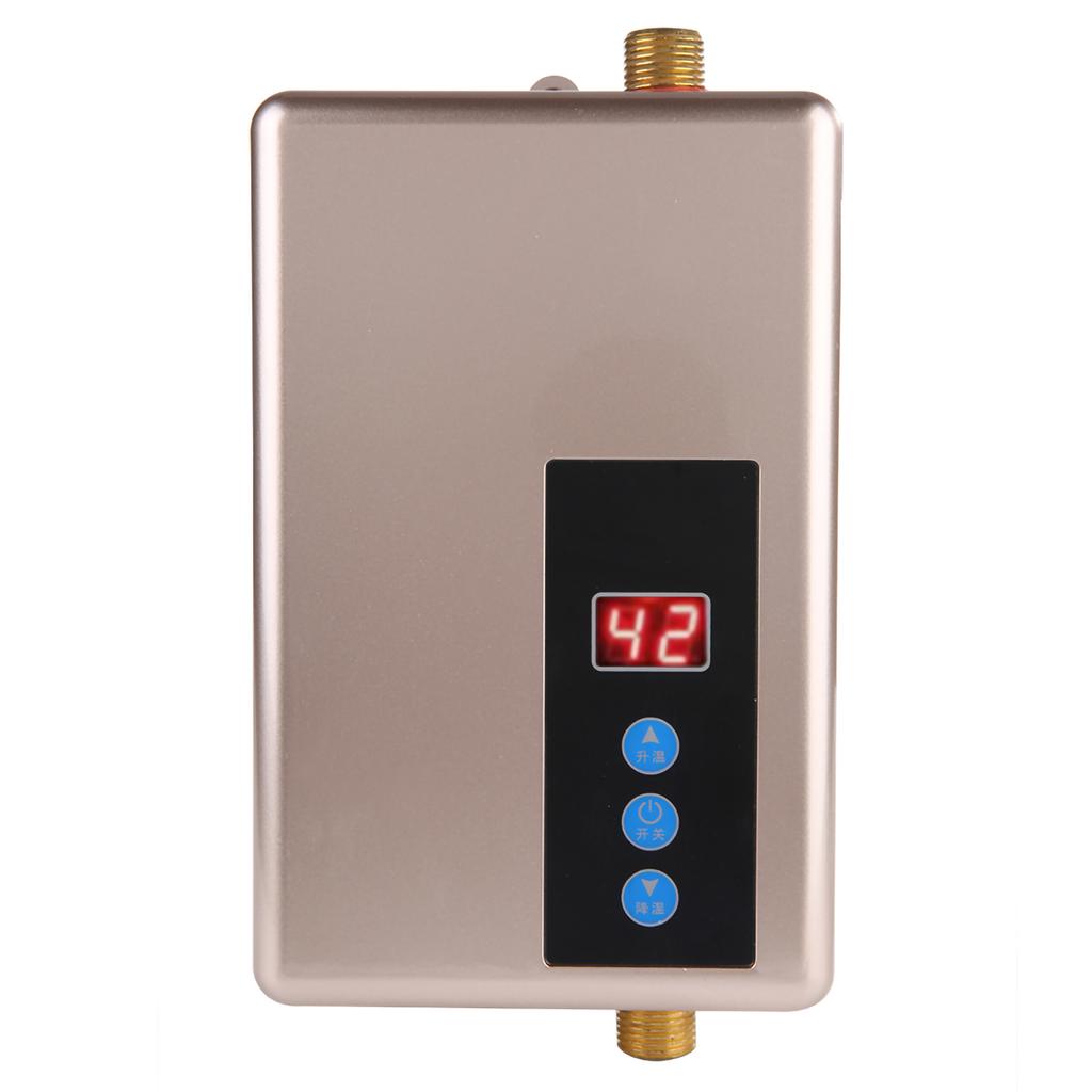 220V 5.5KW Mini Instant Electric Water Heater Tankless Shower Hot Water System Kitchen Golden