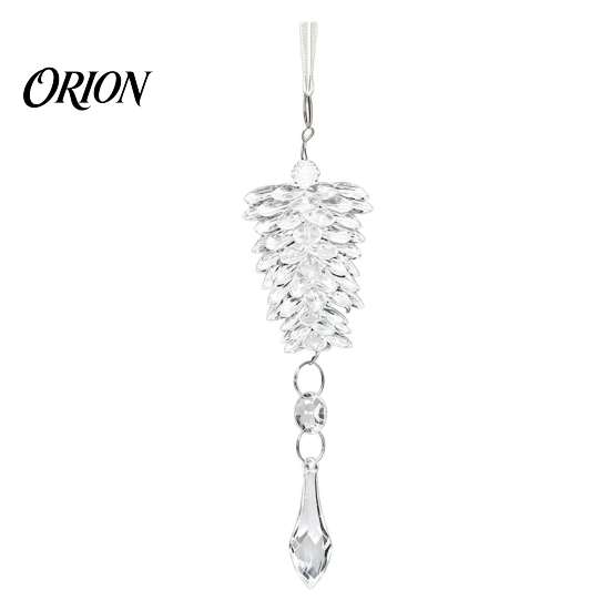 Decorative Gift Box Fillers Acrylic Pine Cone Pendant with Faux Crystal Drop, Christmas Tree Reusable Holiday Home Decor Hanging Ornaments,