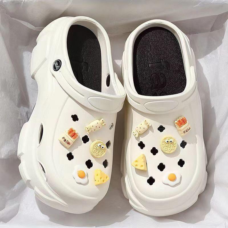 Sabotți cu talpă groasă pentru femei, care adaugă înălțime: Elegant, Antiderapant, Respirabil, Cu vârf închis pentru Exterior, Birou, Sală de operații sau pentru Purtare de vară.