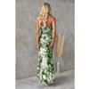Women Summer Slash Neck Long Dresses Ladies Fashion Floral Printing Ruffle Hem Pleated Bodycon Party Maxi Dress